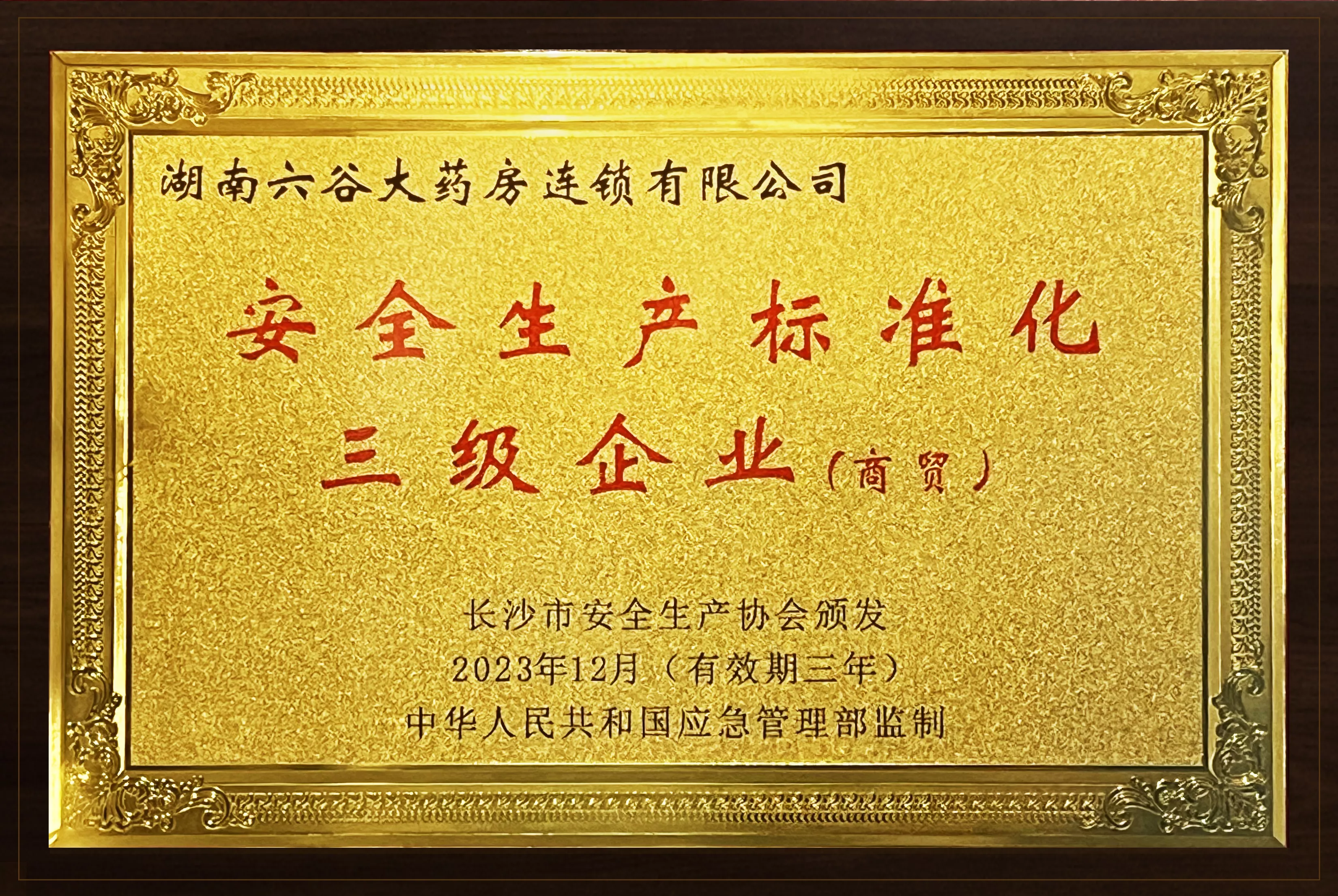 2023年12月：被评为长沙市“安全生产标准化三级企业”；